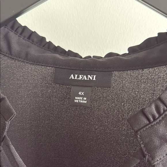 ❤️Alfani Extra 4XL Black Long Sleeve Tie Front Blouse NWOT - Picture 7 of 10